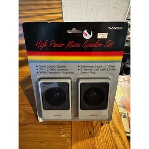 Vintage High Power Micro Speaker Set IMA New Sealed Gray‎ Two Speakers